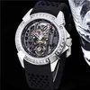 Watch Milles Men's Luxurious Sky Star Set with Diamond Round Large Dial Fashion Trend Hollow Out Tuo Flywheel Mechanical Waterproof Watch ayw