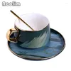 Tasses Saucers Coloful Coffee tasse Phnom Penh Penh Céramique Mug européen Set l'après-midi avec soucoupe et cuillère de cuisine