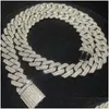 Kedjor isade ut moissanit kubansk armband bling diamant länk kedja hip hop män smycken halsband droppe leverans halsband hängen otrkd