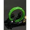 Brangle Natural 7A Green Jade Brangles Bracelets en jadéite à la main Hollow Bijoux réels pour femmes Bracelet de mode