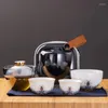 Teaware sets keramiska guldtråd emalj reser hushåll utomhus bärbar snabb kopp en kruka två koppar för människor