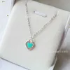 Designer Brand Tiffays OT Needle Buckle Love Pendant 925 Silver Heart Three Color Oil Dropping Enamel Necklace