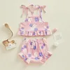 Ensembles de vêtements pour tout-petit bébé fille 2pcs maillot de bain floral sangle sans manches