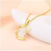 Pendant Necklaces Moon-Inlaid Jade Rabbit Necklace Womens Light Luxury Small Design Sense Collar Chain 2023 Winter Gift Drop Delivery Dheks