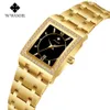 WWOOR GRIP Love Diamond Waterproof Waterproof Square Stal Band Kwarc Speisure Fashion Watch Watch 8858