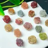 Decorative Figurines Wholesale Price 13mm Natural Alashan Jasper Crystal Rose Flower Carving Bead Charms For Pendant Bracelet Making