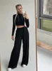 Autumn Winter Women Solid Casual Fitness Tracksuit Set Outfits Long Sleeve Crop Tops Trouser Flare Pants 2 Two Piece 240407