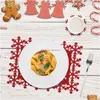 Mats Pads Placemat di Natale Set tavolo in feltro Place Snowflake e Coasters Festival Decorazioni per la consegna di cadute in casa per le vacanze Giardino Dhhqd