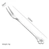 Forks 1PC Stainless Steel Fruit Fork Cherry Blossom Moon Cake Two Teeth Cafeteria Home Party Dessert Tableware