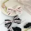 Accessoires de cheveux INS Girls Lettre imprimé Bows Bows Designer Kids Work Couleur Couille Épingles de luxe Femmes Ring Elastic Large Scrunchie Drop ot8pm