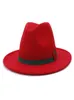 Les chapeaux à bord large tendance crème laine en feutre Fedora avec un groupe de ruban patchwork vintage Men de mode Jazz Cap Femmes Panama Party Mariage Hat5316410