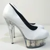Dress Shoes Women Neon Color Sexy 15CM Ultra High Heel Pumps/Pink 6 Inch Platform Flowers Crystal Party Size 5-12