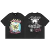 Hellstar Mens Designer Women Tshirts Camiseta curta Camista hipster de tecido lavado com graffiti de letra impressão vintage preto camisetas soltas