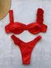 Dames badmode push up bikini 2024 sexy dames zwempak dames zwempak sexy bikini set brazilië biquini bloem zwempak bandage strandpak j240403