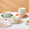 Cups Saucers Ins Style Ceramic Mug Phnom Penh Coffee Cup Saucer Set Home Tea Flower Light Luxury English Breakfast Gift