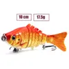 Proaovao Fishing Lure 6 сегментов Жизненные форели с плаванием Multi Coverted Artificial Bait Crankbait жесткая углеродная сталь Tre 240327