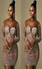 Off Shoulder Lace Cocktail Dresses Plus Size Long Sleeve Mini Party Gowns with Tassels Short Prom Dress Club Wear9885874