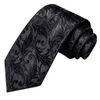 Neckband Hi-Tie Black Floral Silk Wedding Tie för män Handky manschettkroppsgåva slips för män modedesign affärsfest droppar 240407