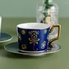 Cups Saucers Turks Blue Evil Evil Hamsa Handstijl Koffie Mok Creatieve keramische thee Melk beker Vintage middag en geschenken