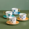 Cups Saucers Turks Blue Evil Evil Hamsa Handstijl Koffie Mok Creatieve keramische thee Melk beker Vintage middag en geschenken