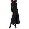 Stylt och bekvämt: Norma Kamali Women's Long Sleeve Turtle Long Swing Dress - Perfekt för alla tillfällen, smickrande passform och mjukt tyg