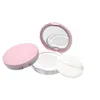 Lagringsflaskor runda makeup box mini återanvändbar bärbar pulverfodral hållbar med spegel bulkflicka