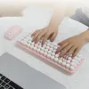 Clavier de souris combos mignon 2,4g wireless silencieux set portable 68 Key arone rose violet vert pour tablette iPad pc