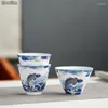 Cups Saucers NOOLIM Hand Painted Auspicious Arowana Ceramic Small Teacup Home Drinkware Office Tea Set Handmade Master