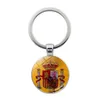 Keychains Lanyards Creative Spanish Flag Keychain Pendant Versatile Jewelry Glass Alloy Gift for Men and Women Q240403