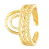 Anneaux de mariage Fashion Géométrique en acier inoxydable Open Hollow Chain Stripe Gold Plated Adjustable Ring Anniversary Giftary