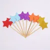Party Supplies Cake Flag Golden Heart Star Cupcake Toppers Baby Shower Birthday Decorations Kids Wedding Decoration