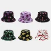 Beauts à bord large seau à la mode dessin animé imprimé mignon CAP BEAT SUMME RÉVERSIBLE RÉVERSIBLE MENSE MENSE HIP-HOP GORRO Q240403