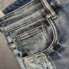 Men's Shorts Mens summer shorts mens stretch jeans denim shorts lightweight BLUE painting designer street clothing mens shorts casual knee length J240407