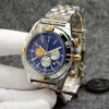 U1 TOP AAA BRETILTITION CHRONOMAT PATROULLE Air Watch Quality Navitimer Chronograph Quartz Two Tone Blue Calan 50th Anniversary Watch Steel Strap Mens Wrist