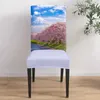 Couvre la chaise Fuji Mountain Cherry Blossom Japon Cover Stretch Elastic Dining Room Scecover Spandex Case de bureau