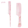 Pink Famous Creative PP Printing Puppy Cat Hair Styling Family Student Pointed Tail Comb Wide Teeth Plat Comb 2-Piece Set