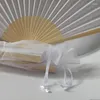 Estatuetas decorativas fã de casamento personalizado branco dobrar papel elegante presente de mão costume com saco de organza