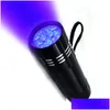 Taschenlampen Taschenlampen tragbare 9 LED UV Light Taschenlampe Wanderlampen -Aluminium -Legierung Geld Erkennungslampe Hochqualität 7806358 DHHNP1