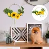 Decorative Flowers Fringe Trim Sunflower Door Wreath Floral Front Hanging Decor Cotton Thread Countryside Style Pendant Decoration Farmhouse