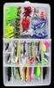 Allsmäktige Fishing Lure Kit Komplett uppsättning med hårda lockar Mjuka bete Tillbehör Fall Minnow Crank Pencil Popper -tång 101 Pieces1556747