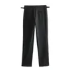 Dames tweedelige broek Unizera 2024 Spring zwarte temperament wol gemengde jurkstijl pak gesp geworden decoratie