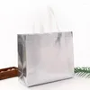 Storage Bags 1PC Non Woven Shopping Laser Glossy Reusable Grocery Bag Tote With Handle Gift Favor Clothing Shoes Package