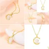 Pendant Necklaces Moon-Inlaid Jade Rabbit Necklace Womens Light Luxury Small Design Sense Collar Chain 2023 Winter Gift Drop Delivery Dheks