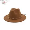 Brede rand hoeden emmer retro jazz fedora hat dames gewoon fleece voelde zwart kaki trilby panama klassieke feest bruiloft kerk yq240407