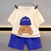 Enfants Summer Souts Girl Boy Short Short à manches Suit Child Clothing Fashion Tee Soild Color Pant Tenues Costume pour enfants