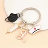 Keychains Lanyards Nurse Doctor Mask Key Chain Medical Aid Personnel Car Bag Keyring Syringe Stethoscope Pendant Accessories