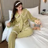 Ev Giyim Kadınları Placow Gare Kış Samimi Çamaşırı Flannel 2pcs Pijama Takım Uzun Kollu Mercan Polar Pijamalar Homewear