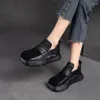 Chaussures habillées vintage en cuir authentique tissé à la main épais semelles pour les femmes 2024 Plateforme plate confortable et confortable d'automne