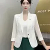 Ternos femininos Meninas Blazer Jaqueta Blazer verão coreano fino fino de três quartos de traje de xale de grande tampo ladras casuais gabinetes selvagens Blazers Lady