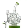 8.7Inch Heady Water Pipe 12 Recycler Super Cyclone Tube Vortex Återvinningsglas Bong 14mm Kvinnlig gemensam XL137